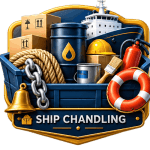 Ship chandling and supply services delivering provisions and technical stores